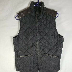 Ralph Lauren Jeans Black Quilted Vest With Leather Trim Womens XL